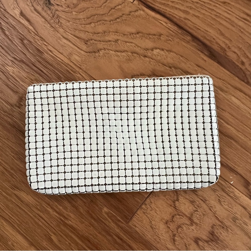 Vintage Pappagallo White Metal Mesh‎ Purse Clutch Wallet Coin Handbag Cappagallo